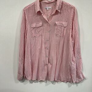 Foxcroft tencel red plaid button up shirt womens